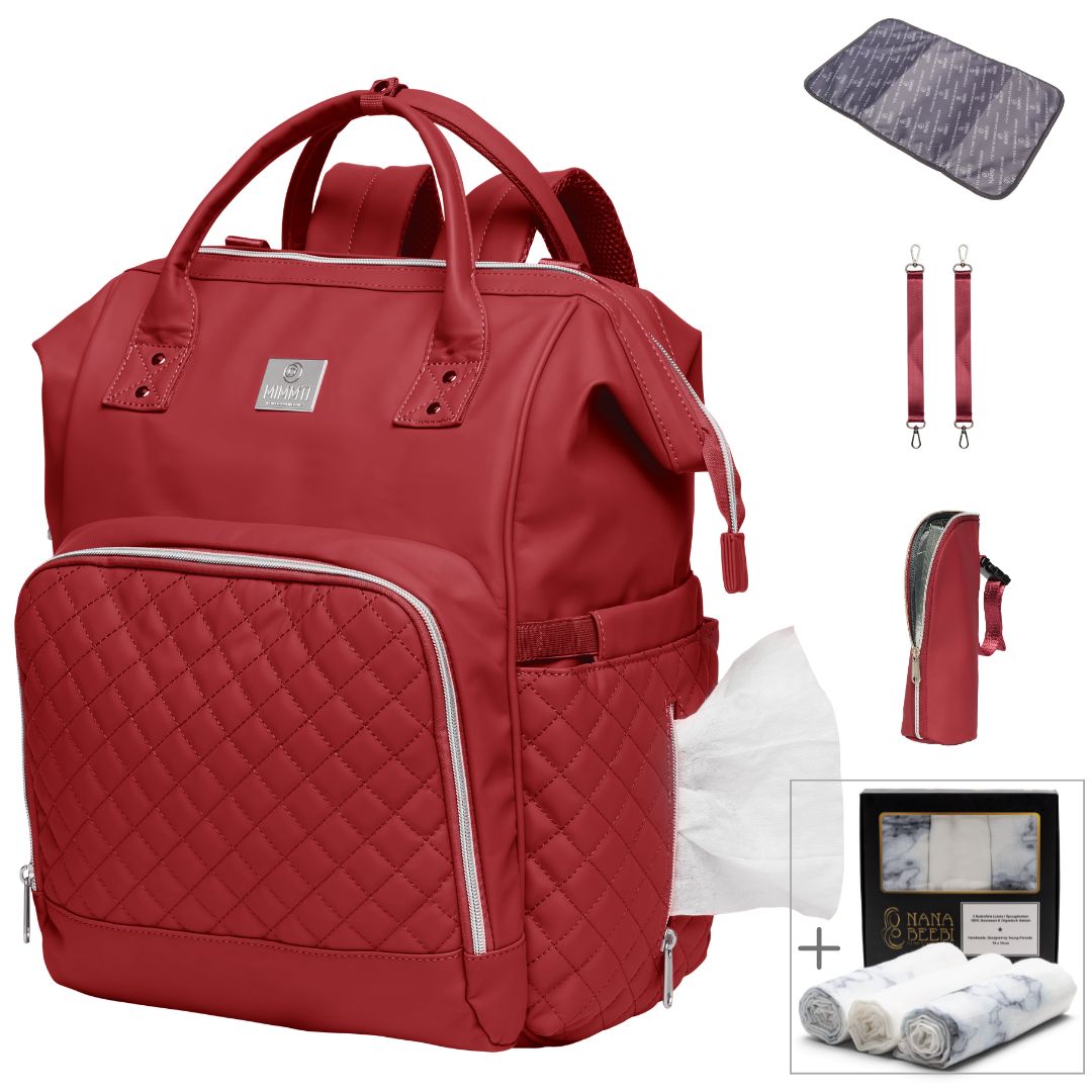 MIMMTIluiertasrugzaklerenverzorgsingstascherryrood2.0bundelhydrofieledoekenluiers min