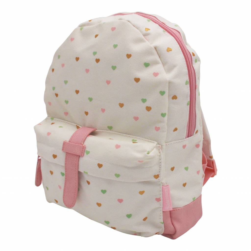 Creme witte rugzak met gekleurde hartjes 3 Creme witte rugzak met gekleurde hartjes