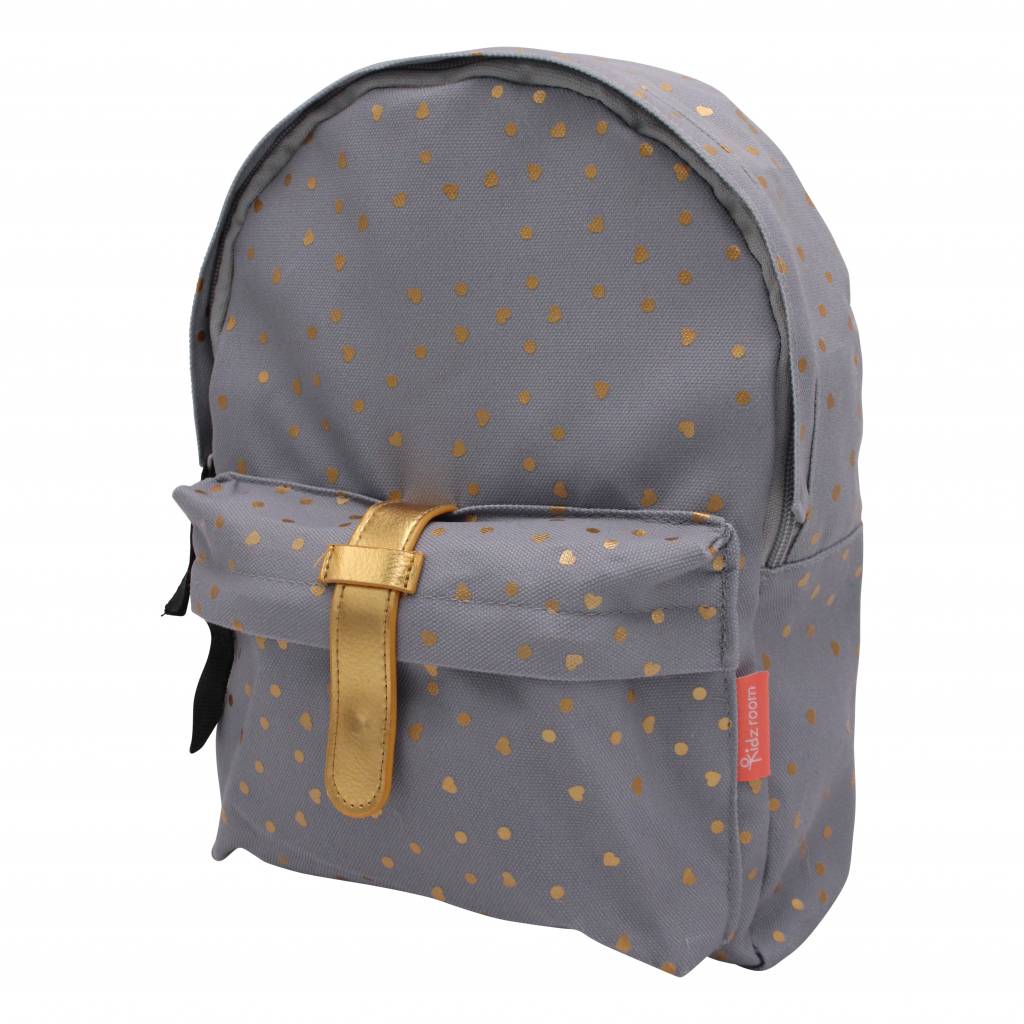 kidzroom grijze rugzak met hartjes 23473064771659
