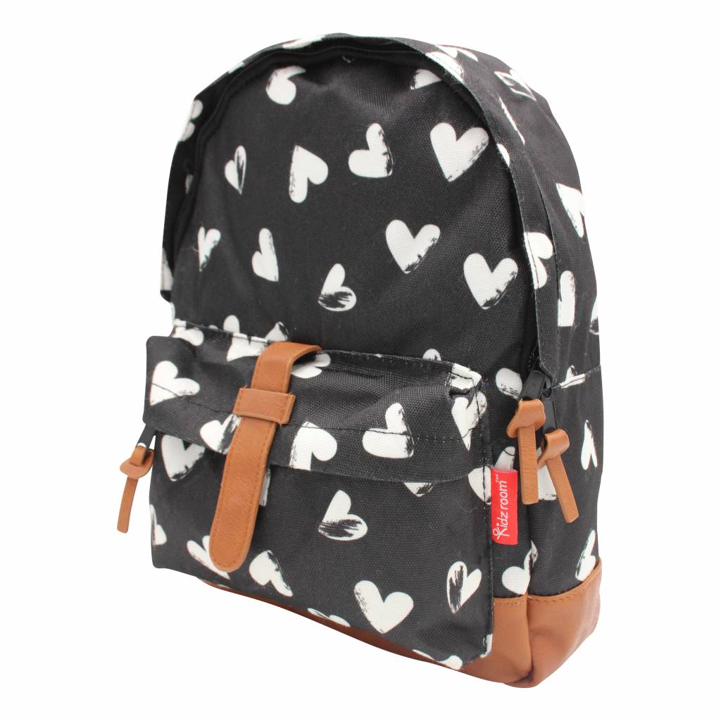 Zwarte rugzak met witte hartjes 3 Zwarte rugzak met witte hartjes