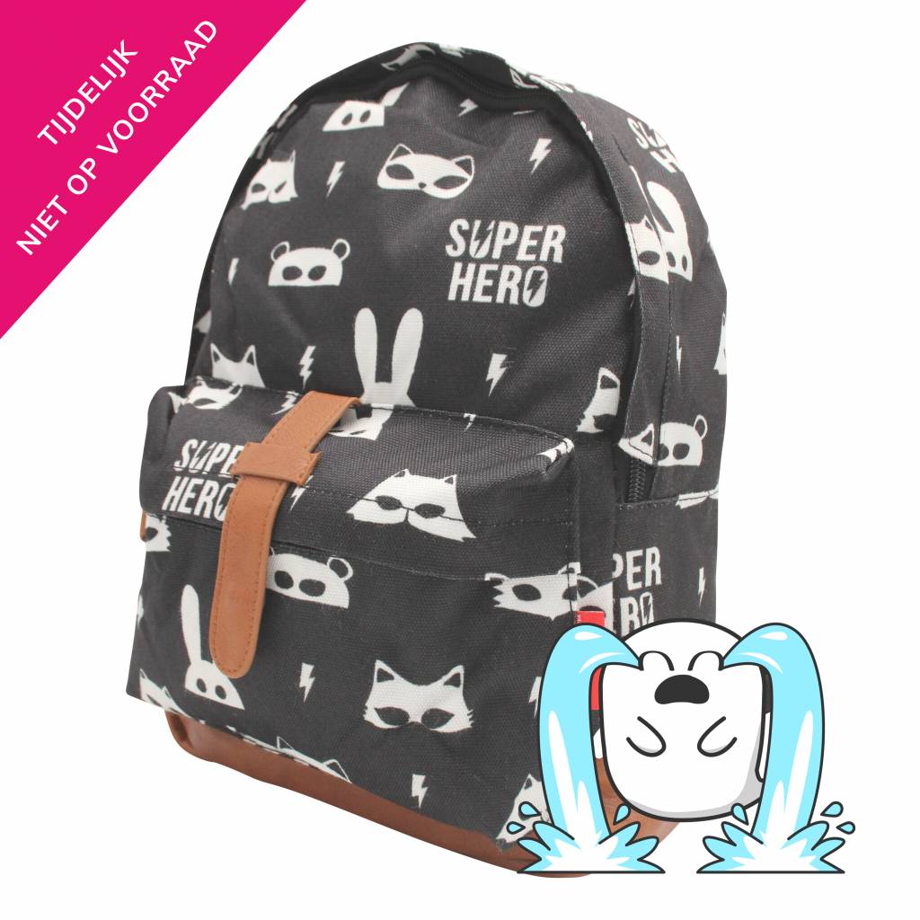 kidzroom zwarte rugzak met witte superhelden 23473064345675